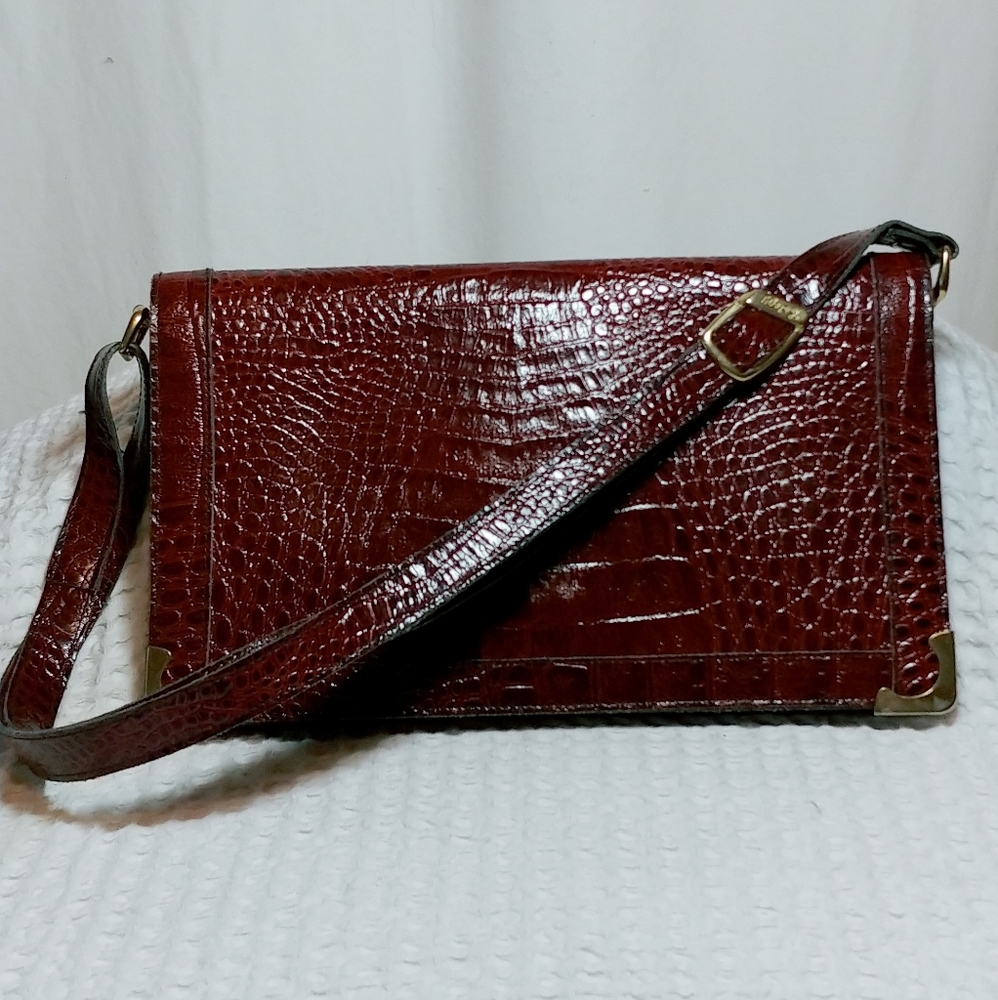 Vintage Ruby Red Crocodile Shoulder Bag